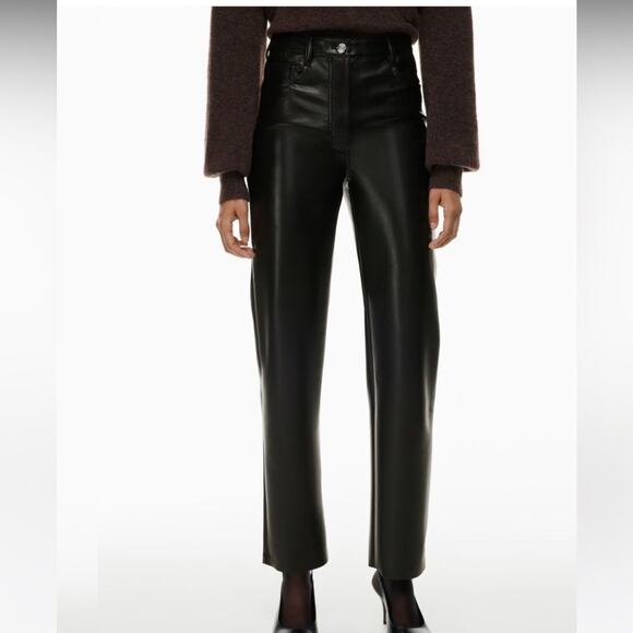 Wilfred Pants - Aritzia‎ Wilfred The Melina Pant Black Vegan Leather Pants Size 8